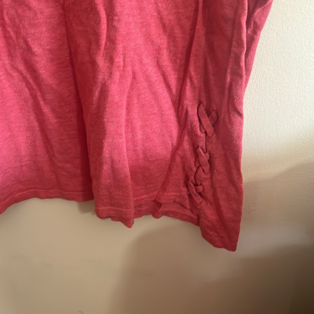 J Jill sweater xl lace up 100 % cotton pink top - Picture 2 of 5